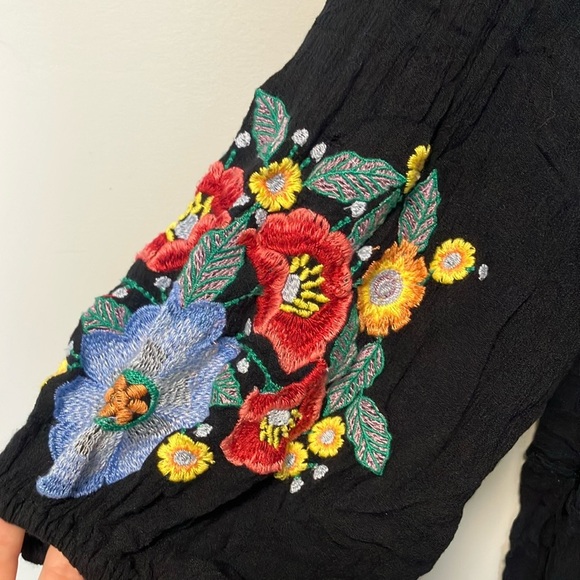 Free People Black with Floral Embroidery Dress - Picture 3 of 6